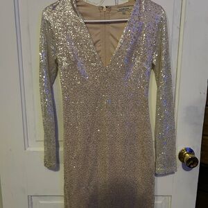 Charlotte Russe Glittering Long Sleeve Dress